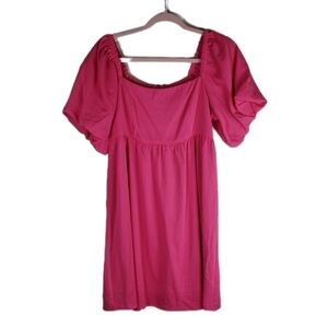 And Now This Womans Pink Baloon Sleeve Squareneck Mini Dress.    Size M